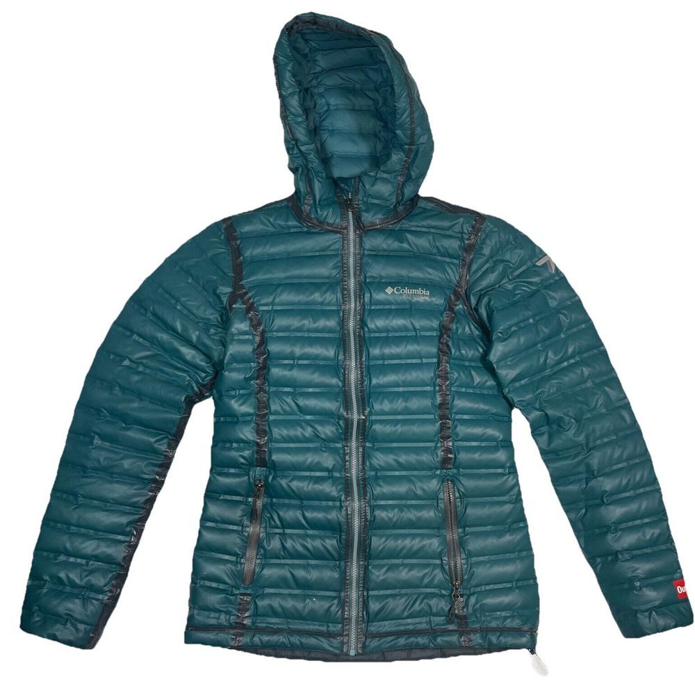 Columbia Titanium Outdry Down Puffer Jacket 700 Hooded Teal Womens XS EXTRA SMAL